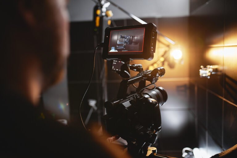 Cinema camera filming on set